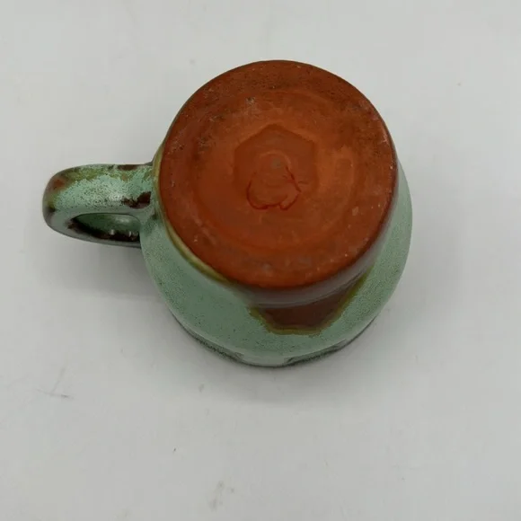 Frankoma Flat Cup Wagon Wheel Prairie Green Mug and saucer. - Picture 5 of 8